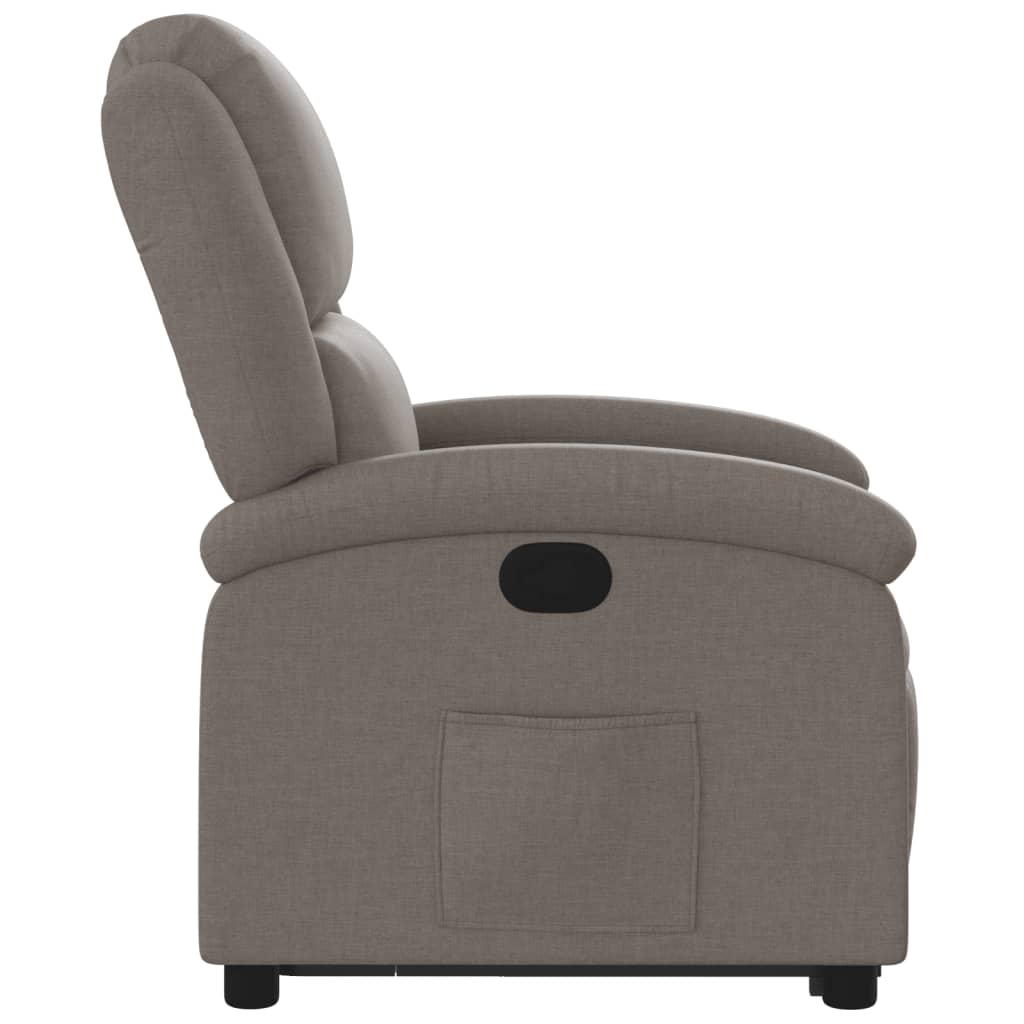 Relaxing chair with stand-up aid taupe fabric