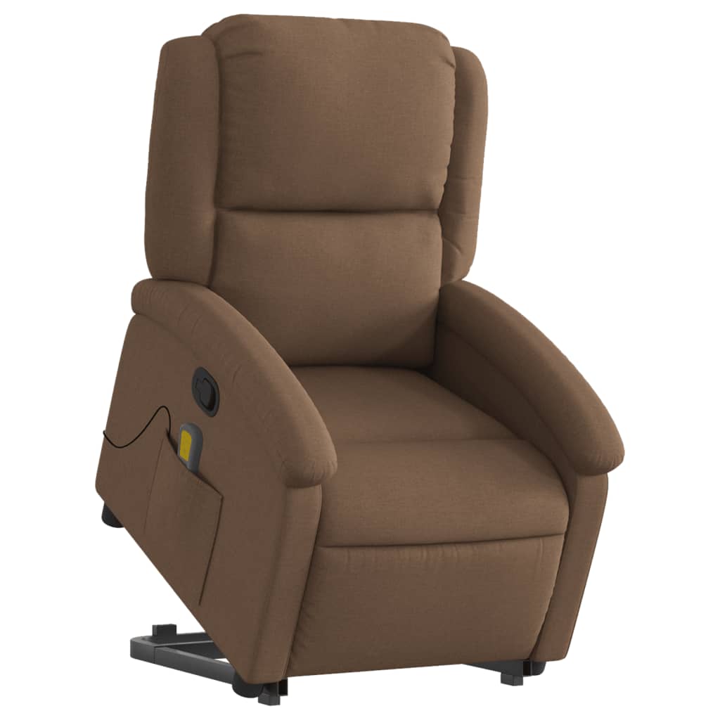 Massage chair with stand-up aid brown fabric