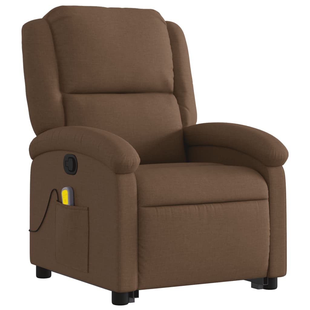 Massage chair with stand-up aid brown fabric
