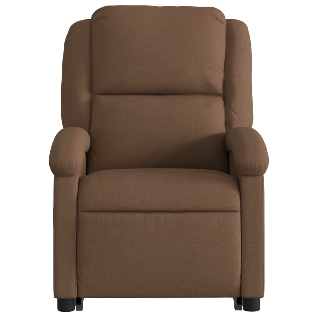 Massage chair with stand-up aid brown fabric