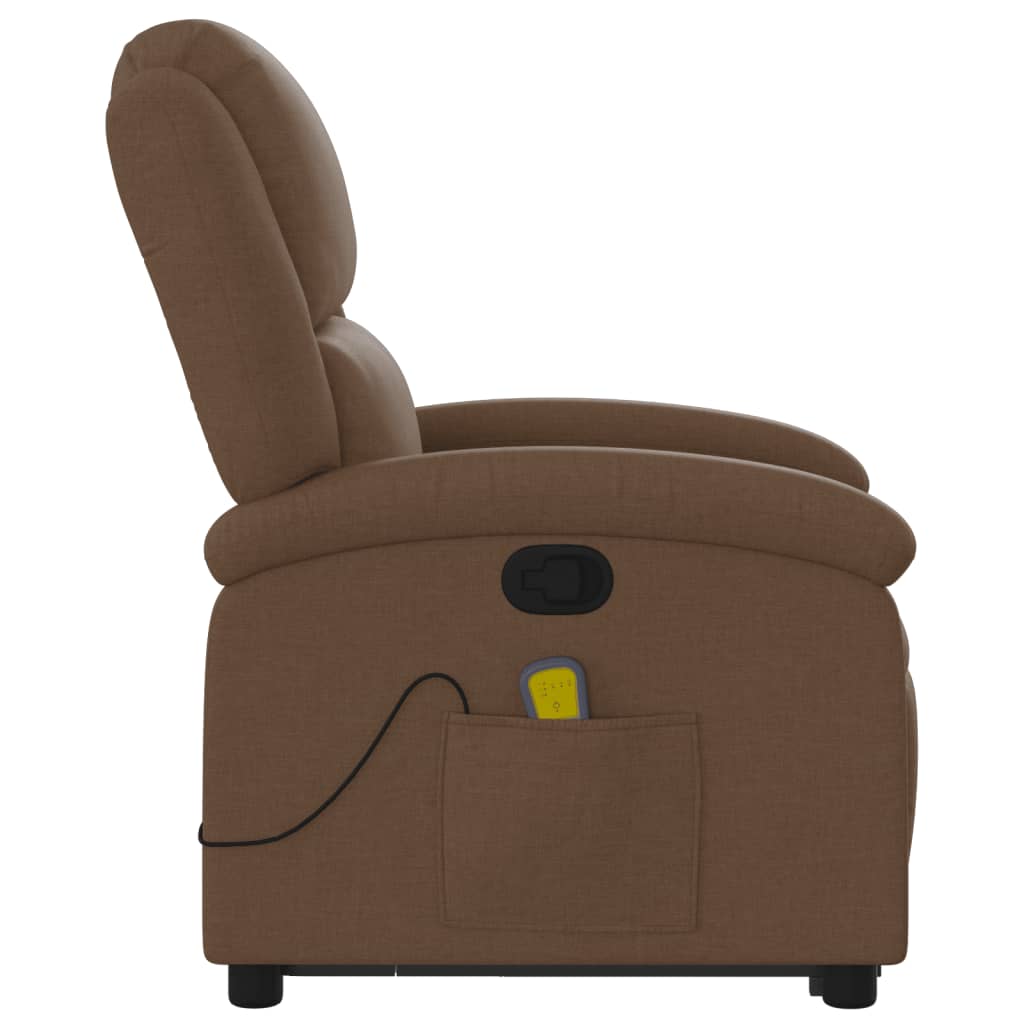 Massage chair with stand-up aid brown fabric