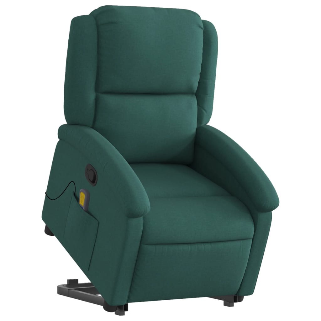 Fauteuil de massage avec aide à la verticalisation en tissu vert foncé