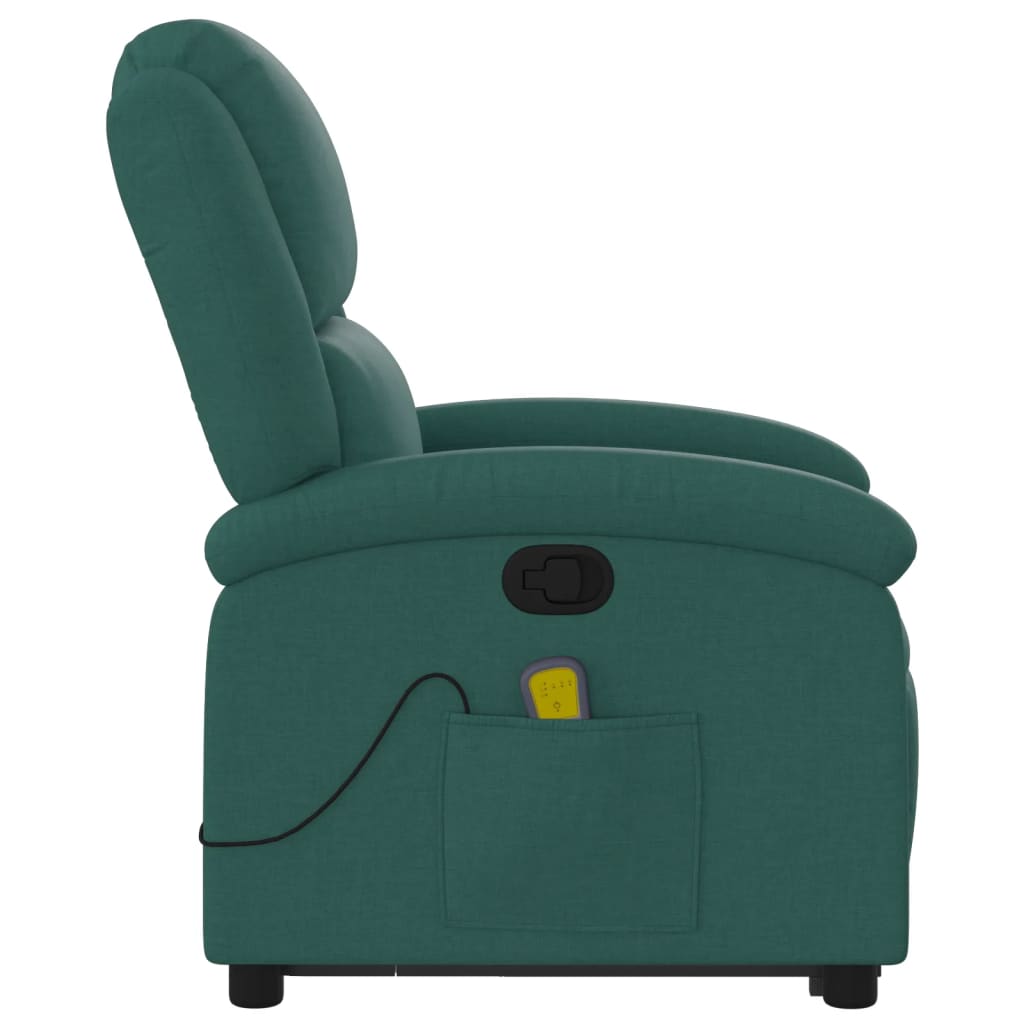 Fauteuil de massage avec aide à la verticalisation en tissu vert foncé
