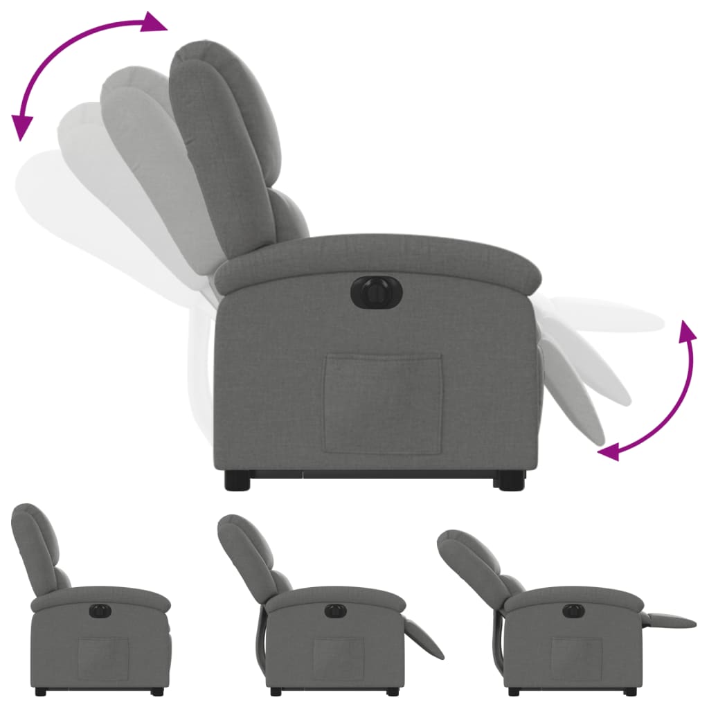 Fauteuil relax avec releveur électrique en tissu gris foncé
