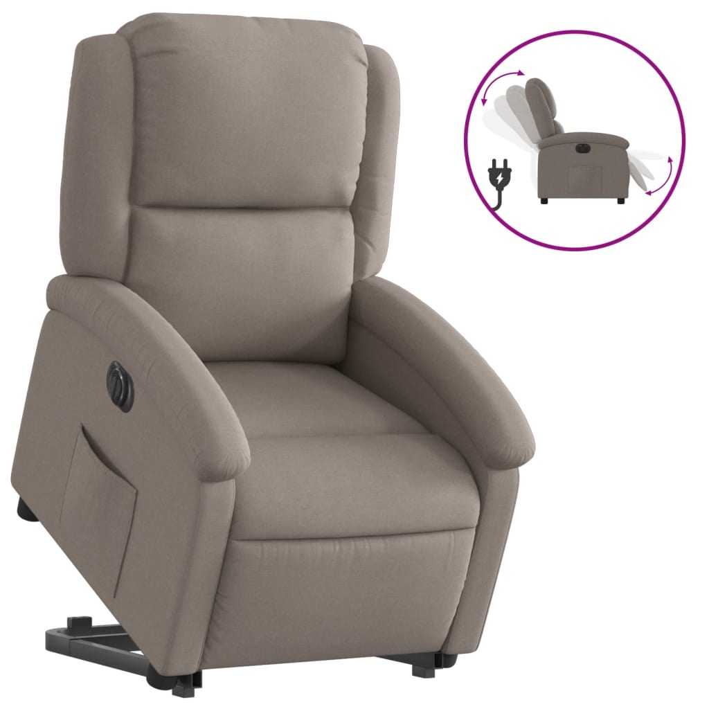 Fauteuil relax avec releveur électrique en tissu taupe