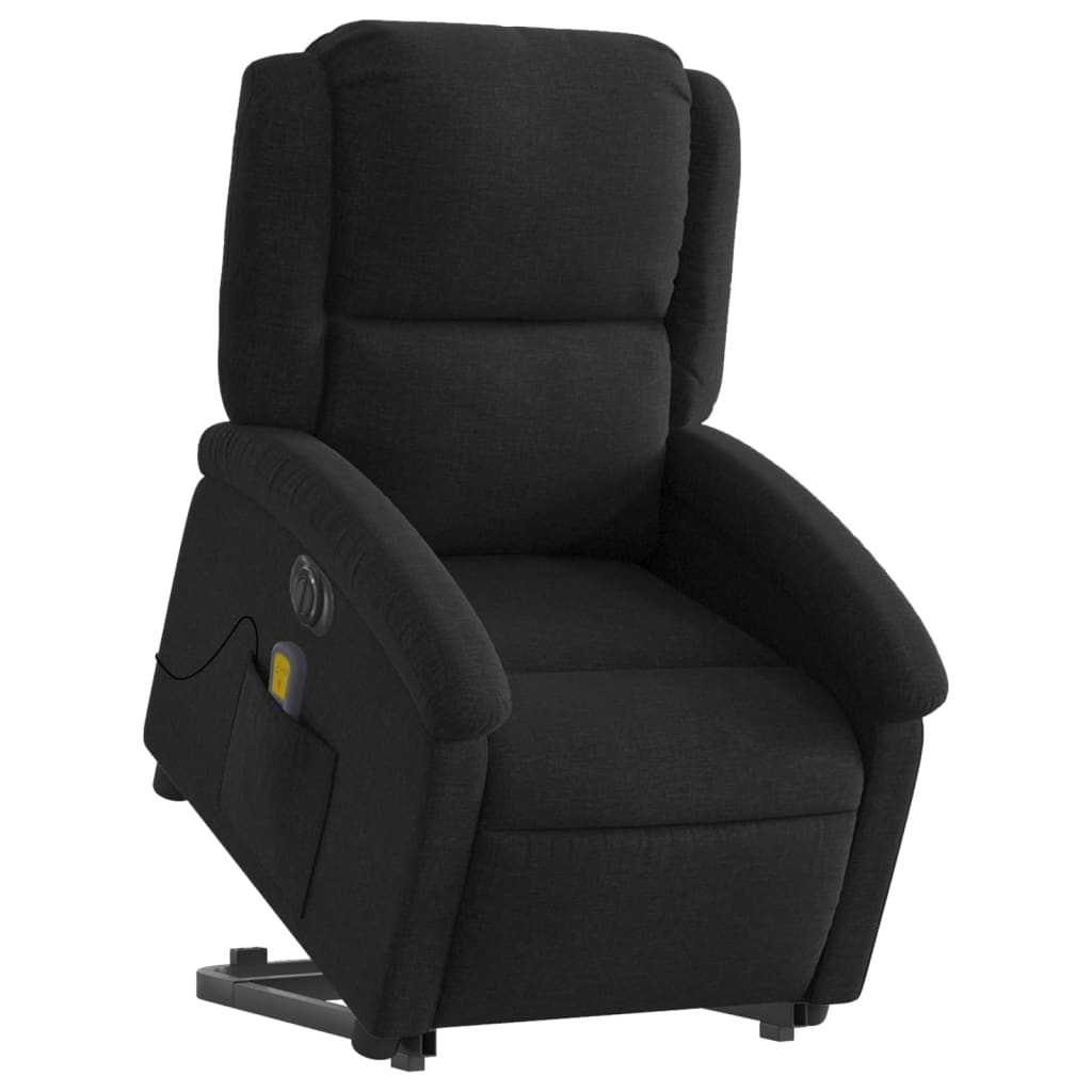 Fauteuil de massage électrique avec aide au verticalisation, tissu noir