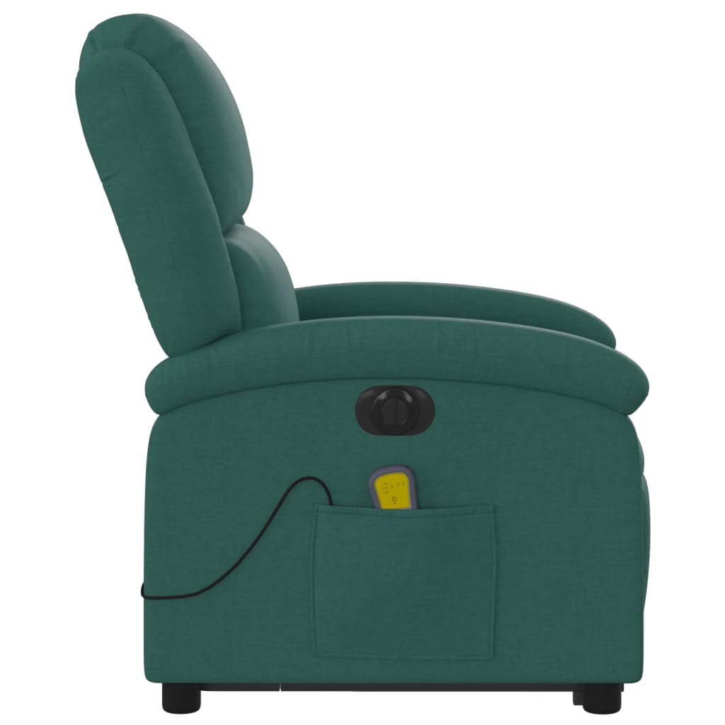 Fauteuil de massage électrique avec aide à la verticalisation en tissu vert foncé