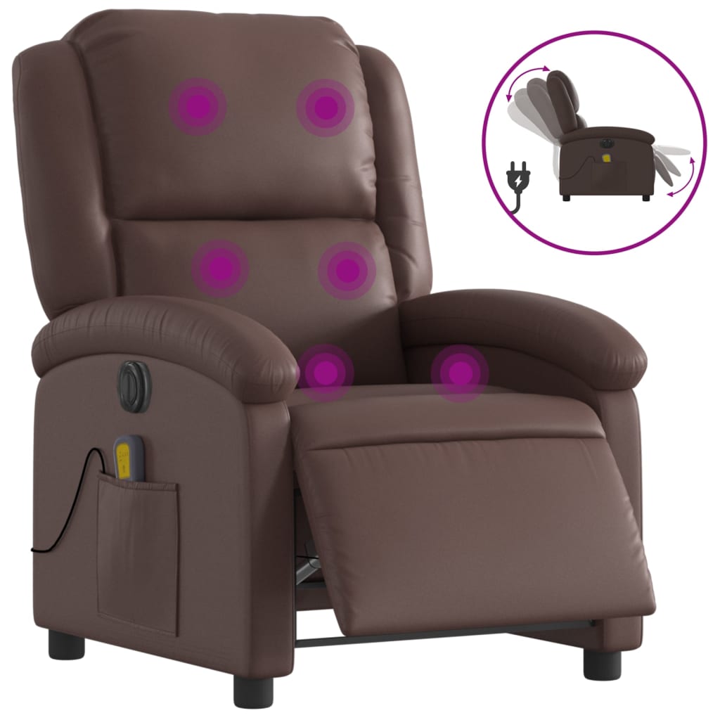 Fauteuil de massage électrique en simili cuir marron