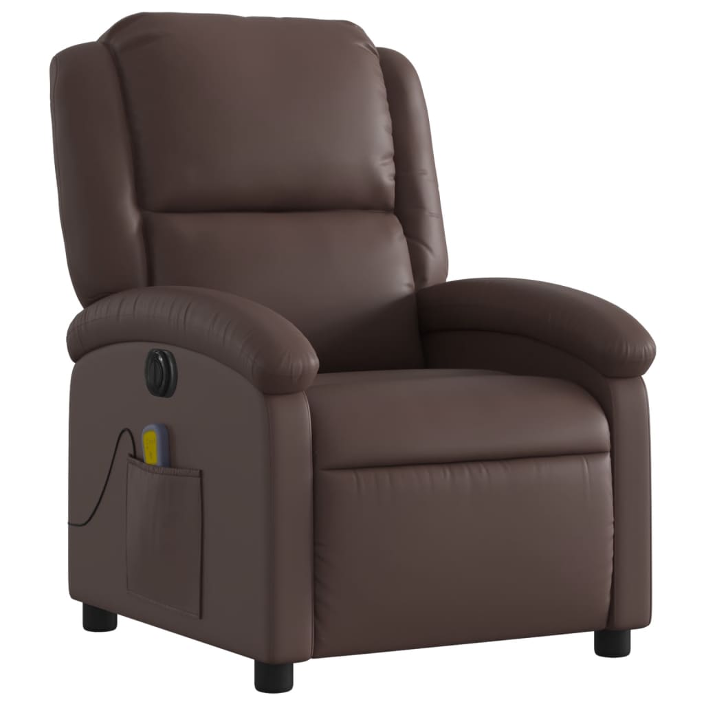 Fauteuil de massage électrique en simili cuir marron