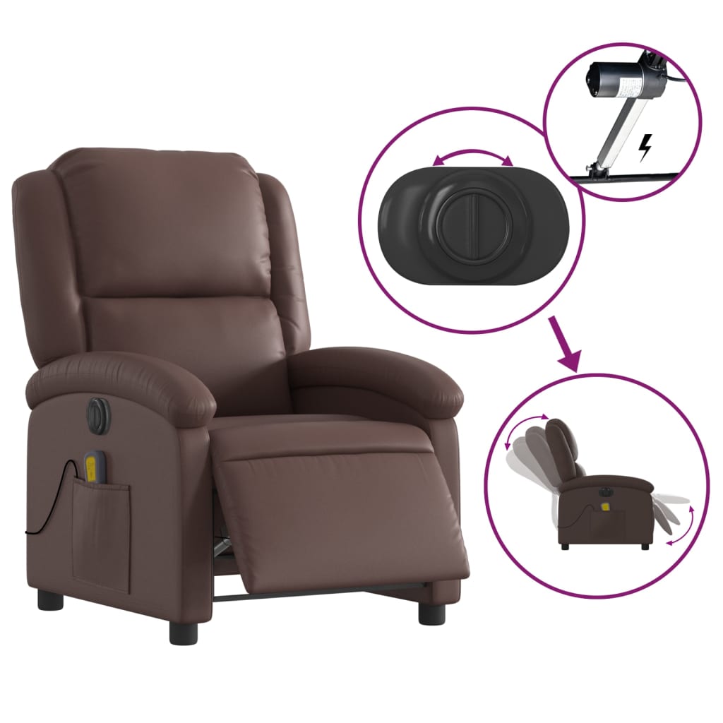 Fauteuil de massage électrique en simili cuir marron