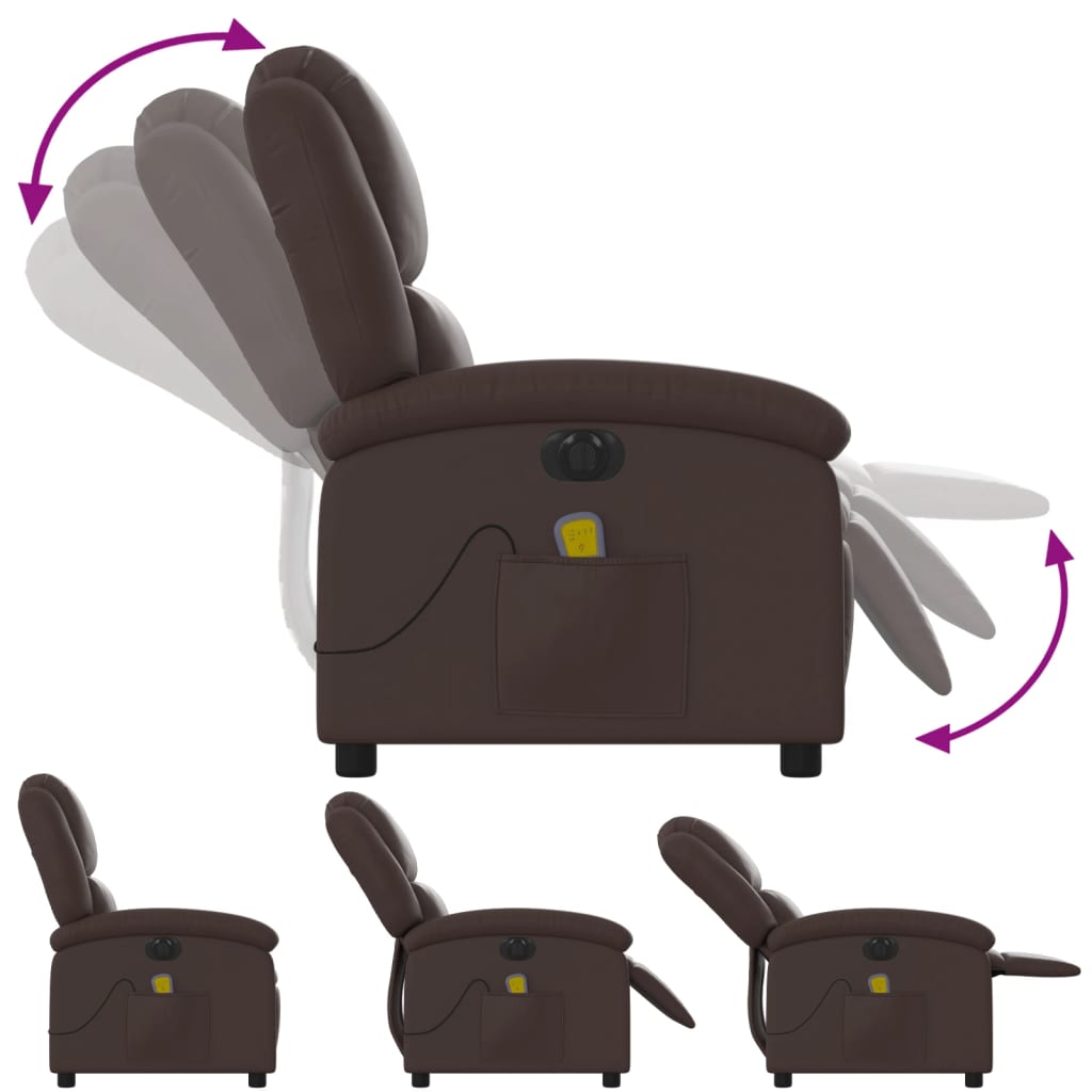 Fauteuil de massage électrique en simili cuir marron
