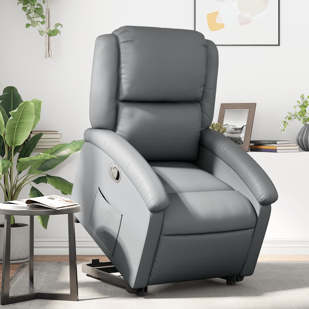 Fauteuil inclinable avec aide à la verticalisation, similicuir gris