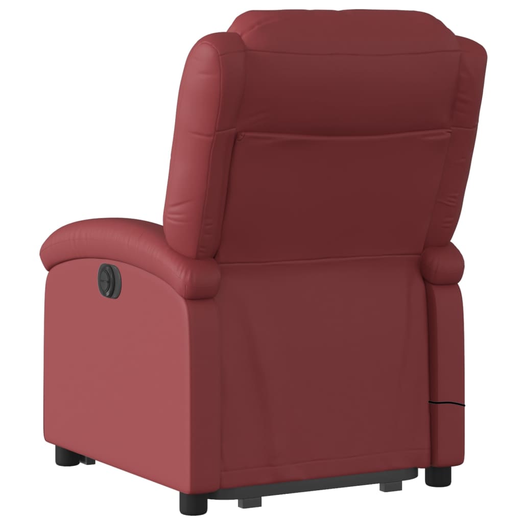 Fauteuil de massage avec aide à la verticalisation en cuir artificiel rouge vin