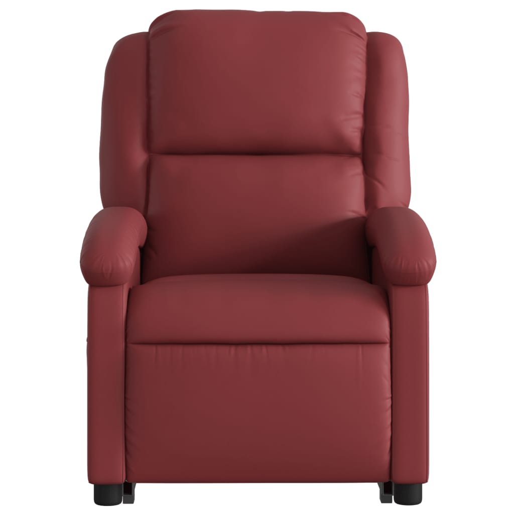 Fauteuil de massage avec aide à la verticalisation en cuir artificiel rouge vin