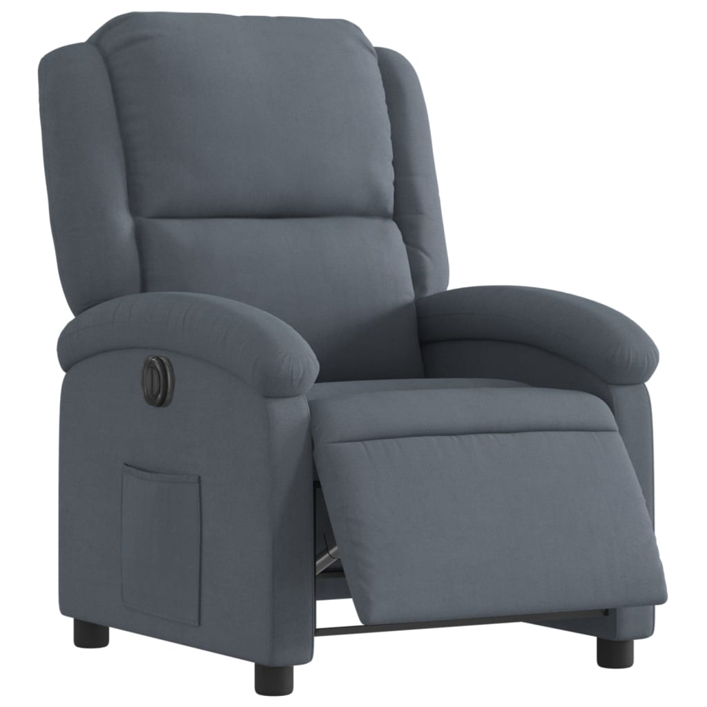 Electric recliner chair dark grey velvet