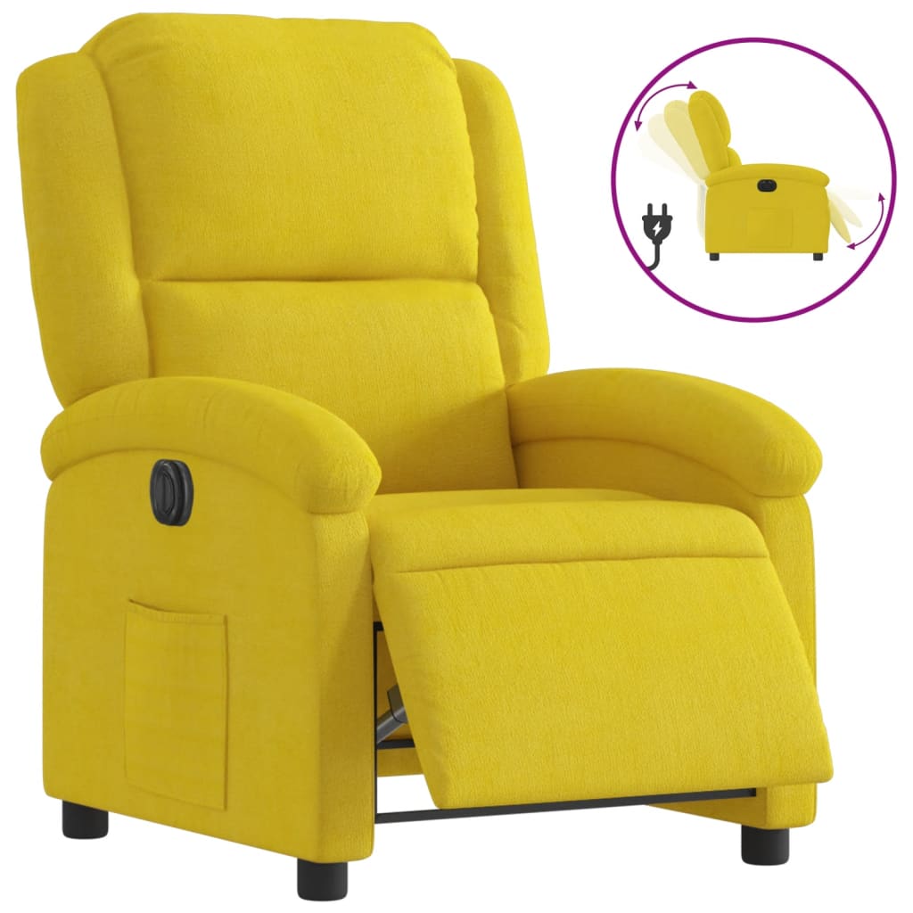 Fauteuil inclinable électrique en velours jaune