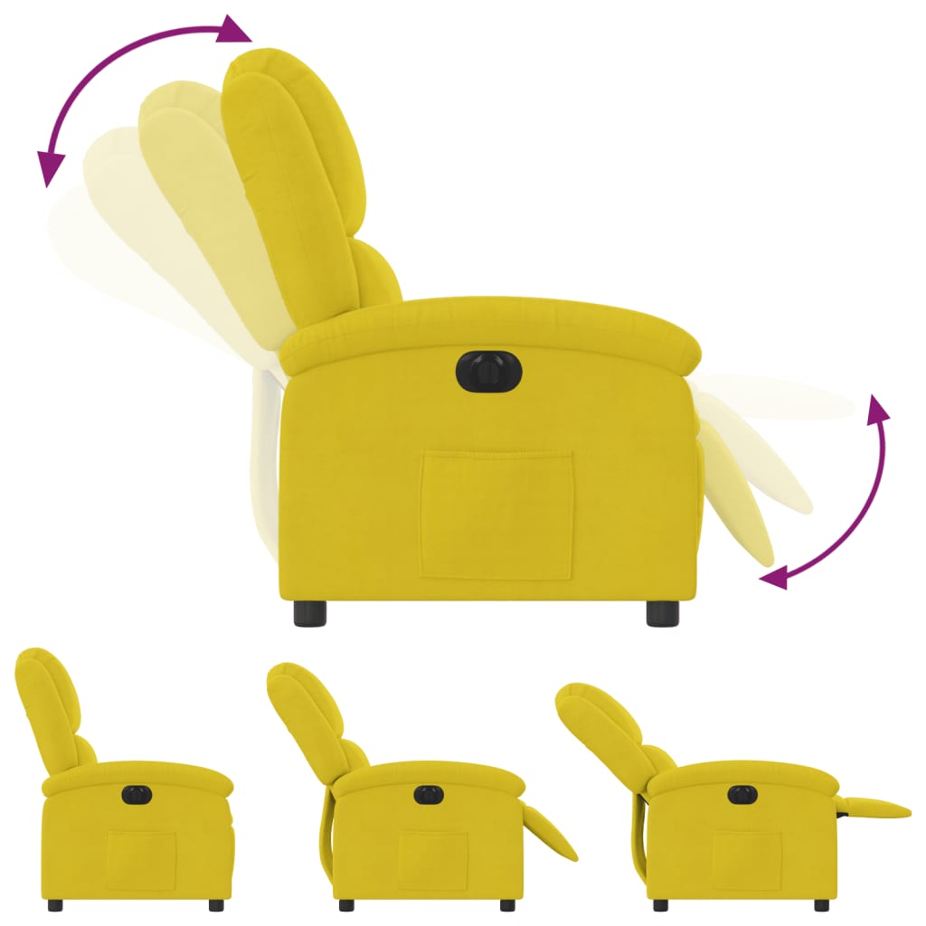 Fauteuil inclinable électrique en velours jaune