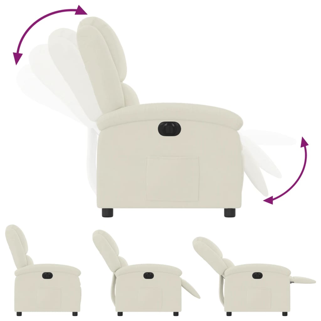 Fauteuil inclinable électrique velours crème