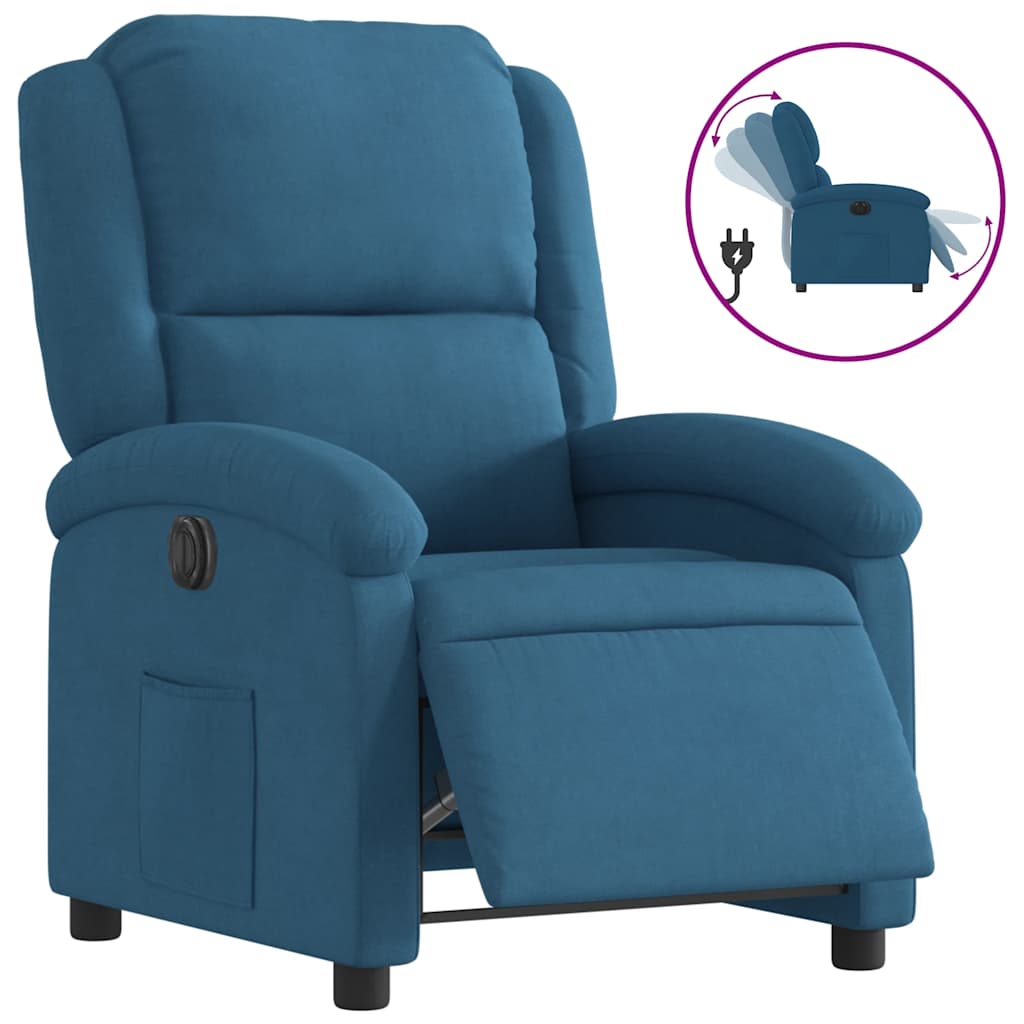 Fauteuil inclinable en velours bleu électrique