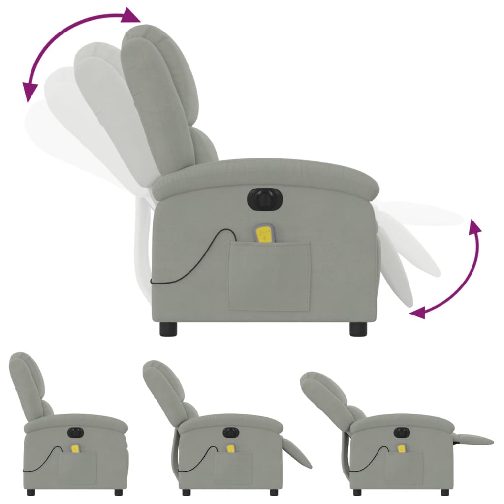 Electric Massage Chair Light Grey Velvet