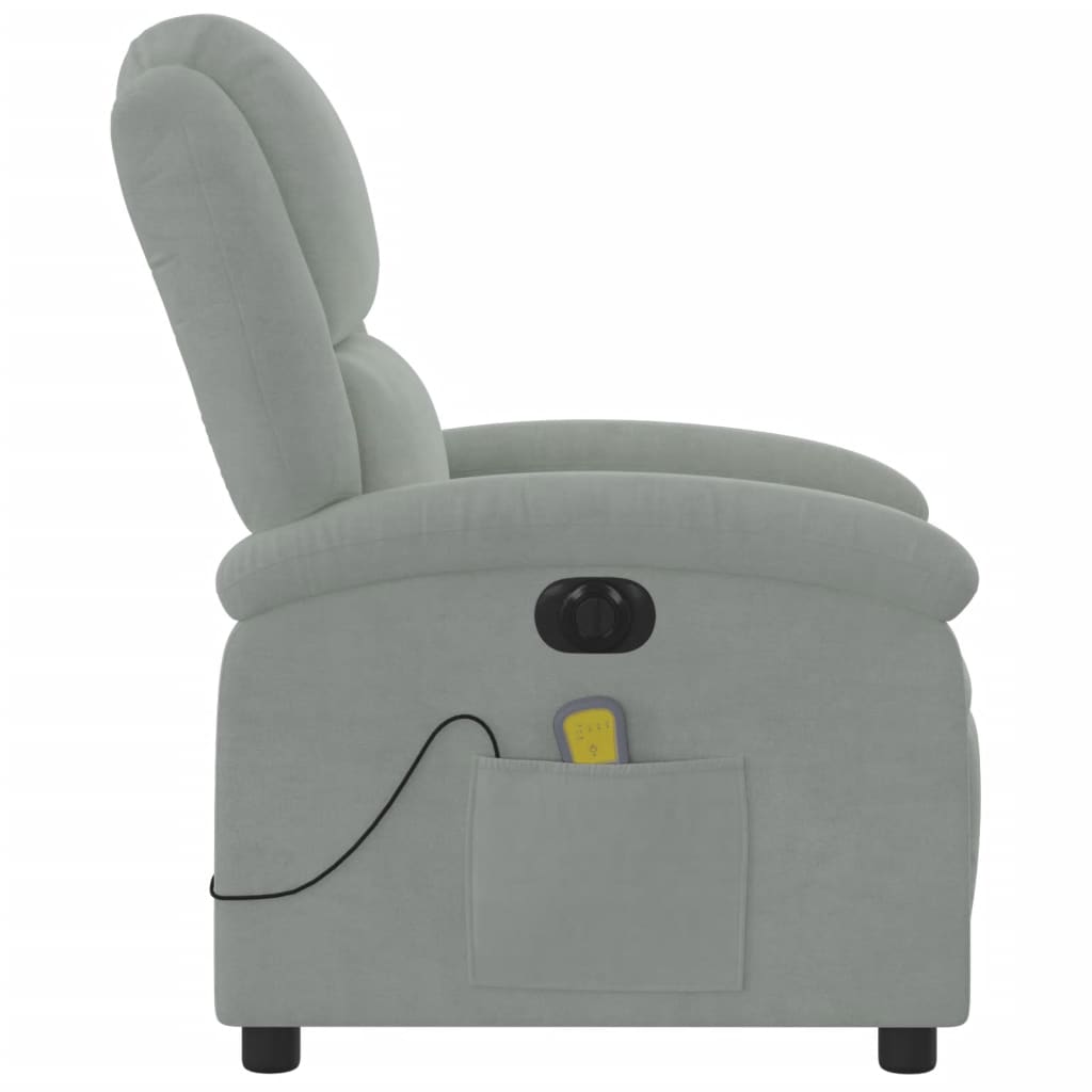 Electric Massage Chair Light Grey Velvet