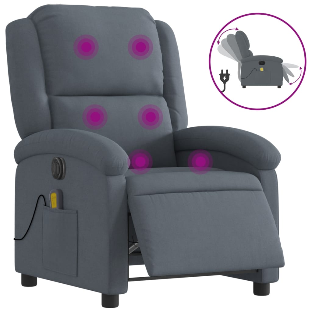 Fauteuil de massage électrique en velours gris foncé