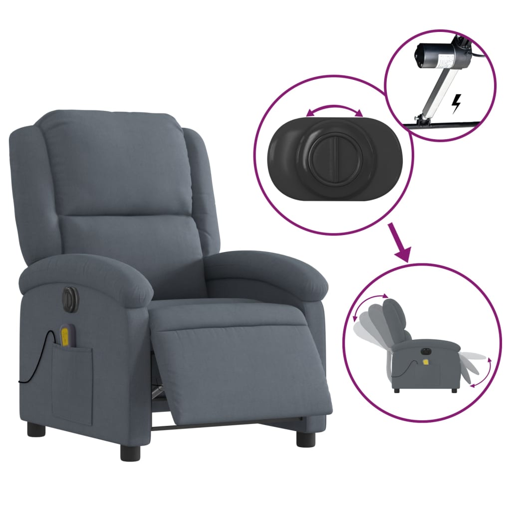 Fauteuil de massage électrique en velours gris foncé