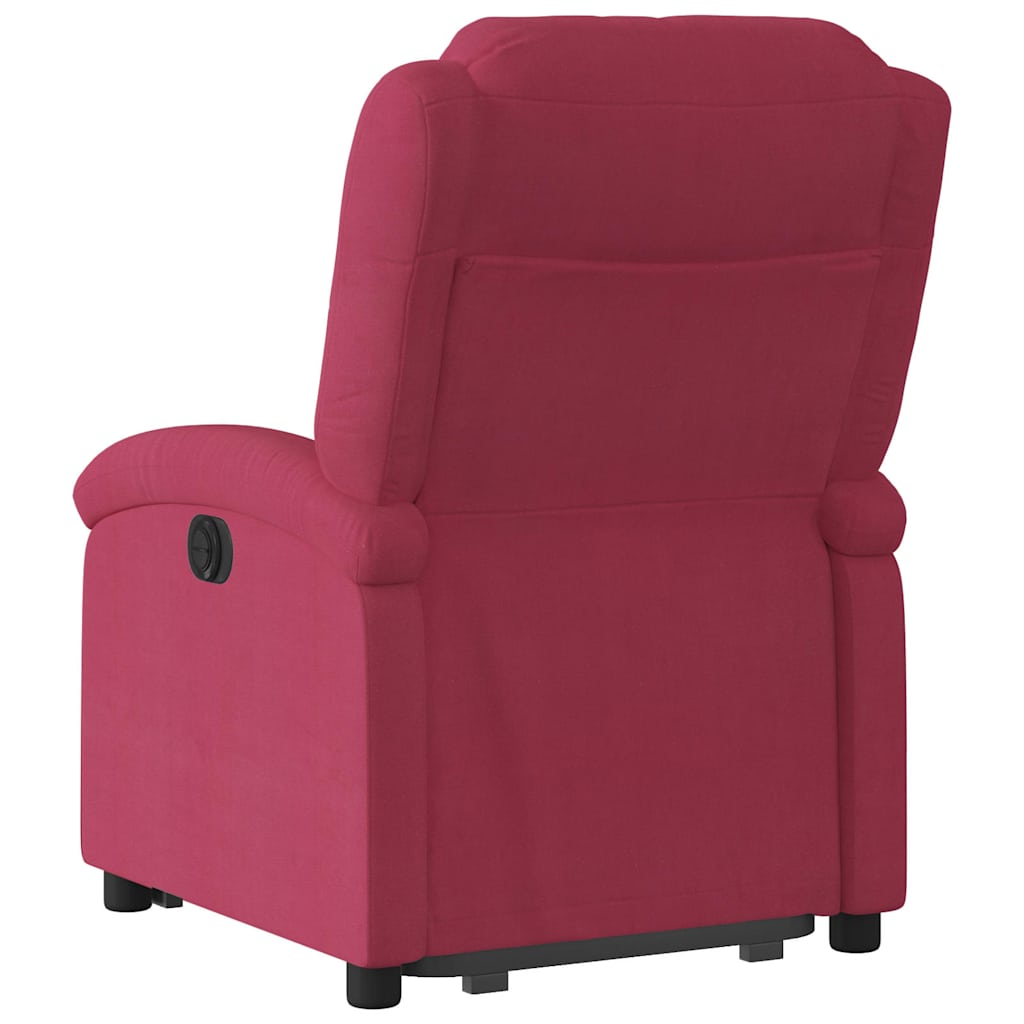 Fauteuil inclinable avec aide à la verticalisation en velours rouge vin