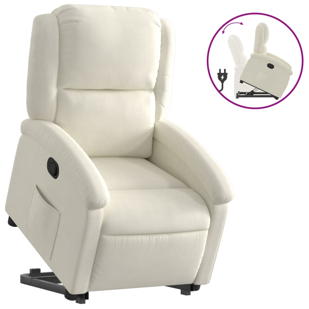 Fauteuil relax avec aide au relevage velours crème