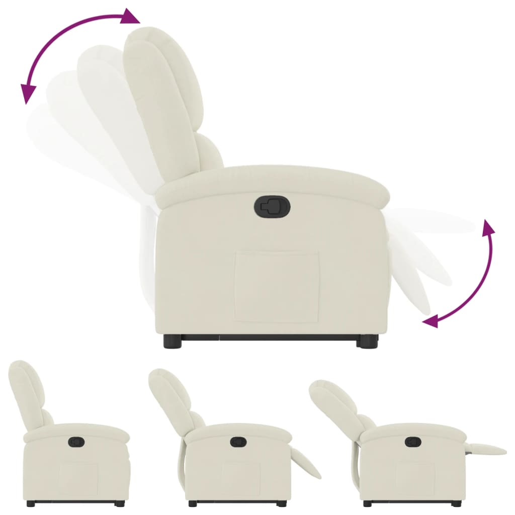 Fauteuil relax avec aide au relevage velours crème