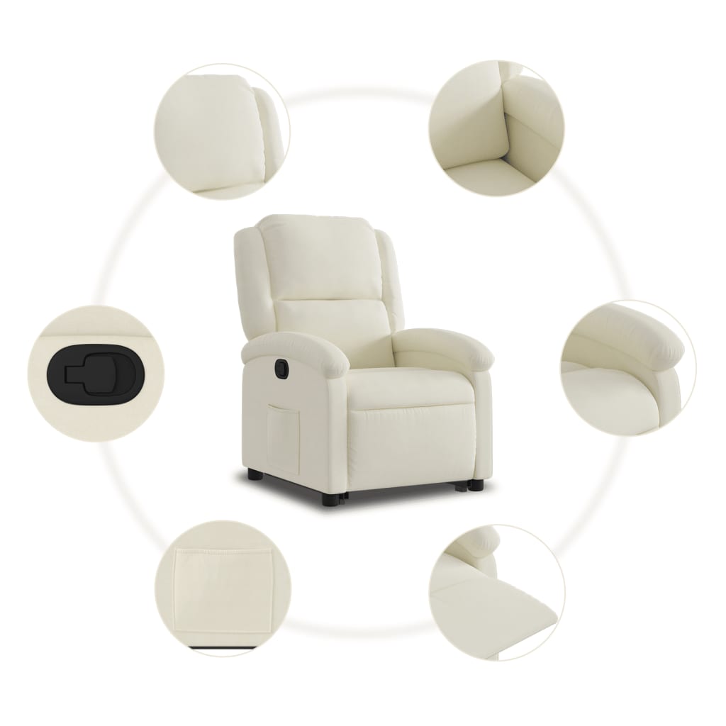 Fauteuil relax avec aide au relevage velours crème
