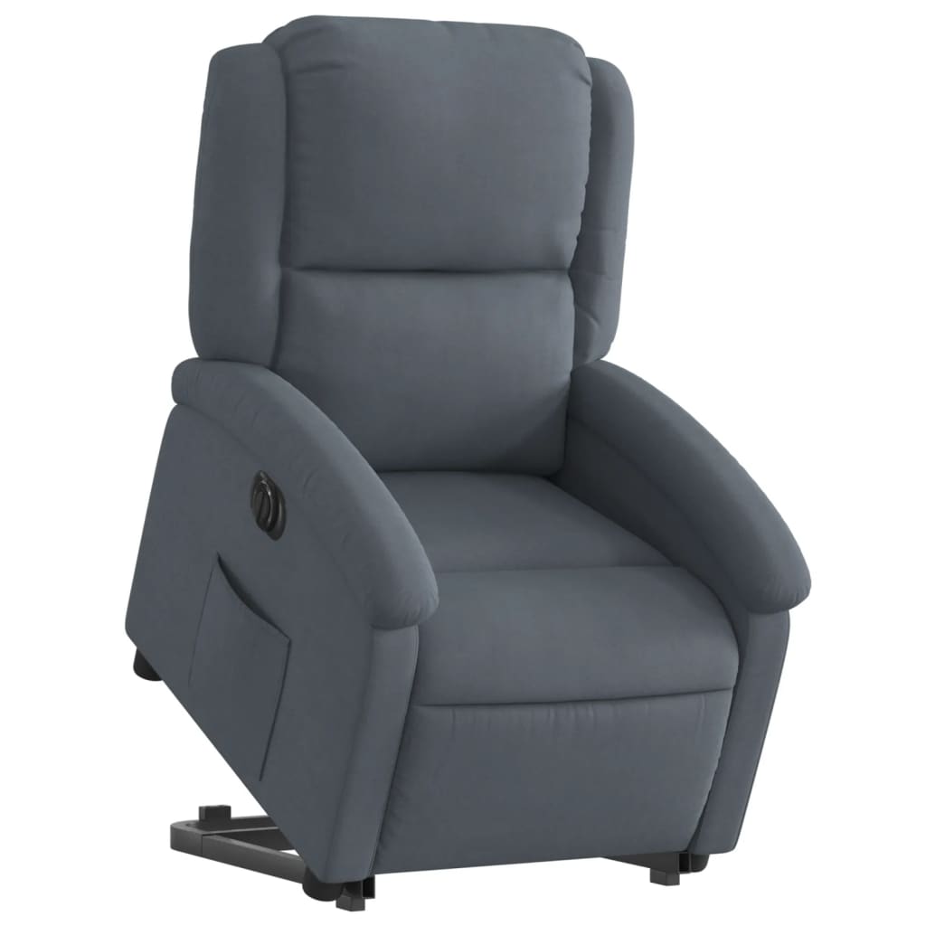 Fauteuil relax avec releveur électrique en velours gris foncé