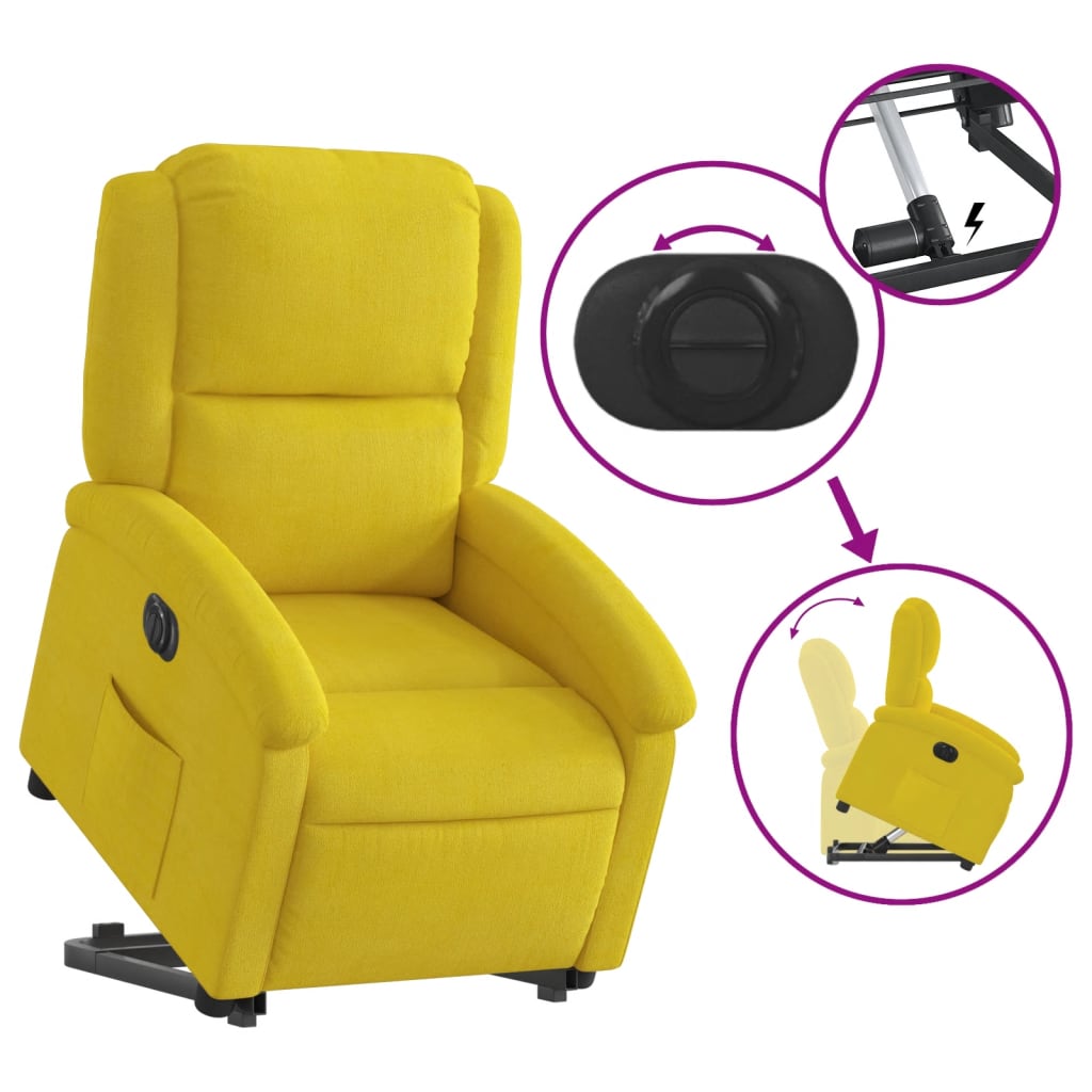 Fauteuil relax avec releveur électrique en velours jaune