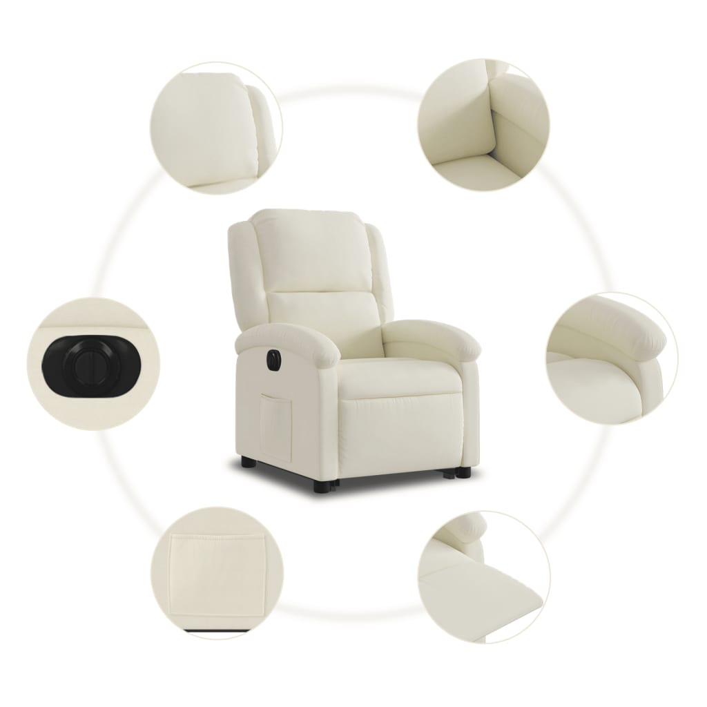 Relaxing chair with electric riser in cream velvet
