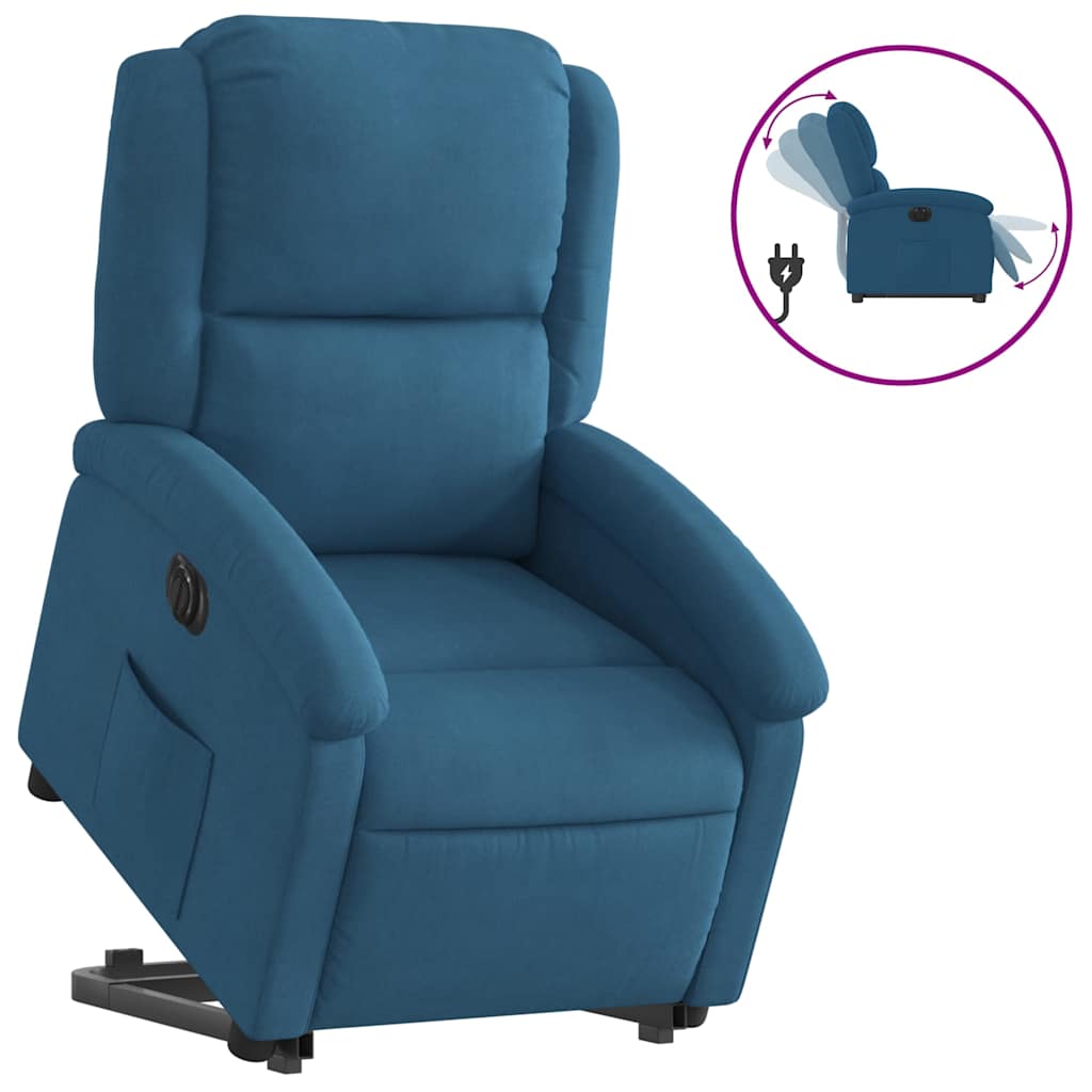 Fauteuil relax avec releveur électrique, velours bleu