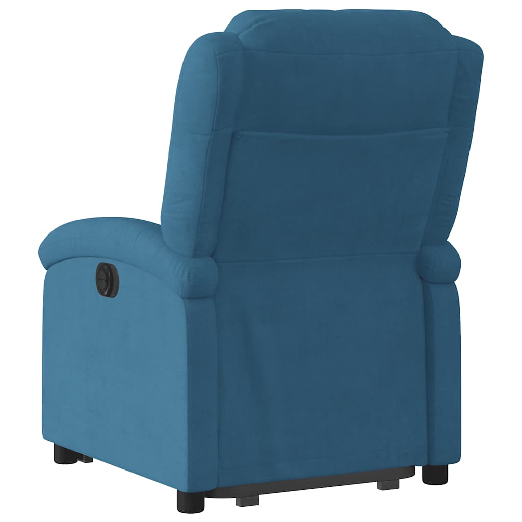 Fauteuil relax avec releveur électrique, velours bleu