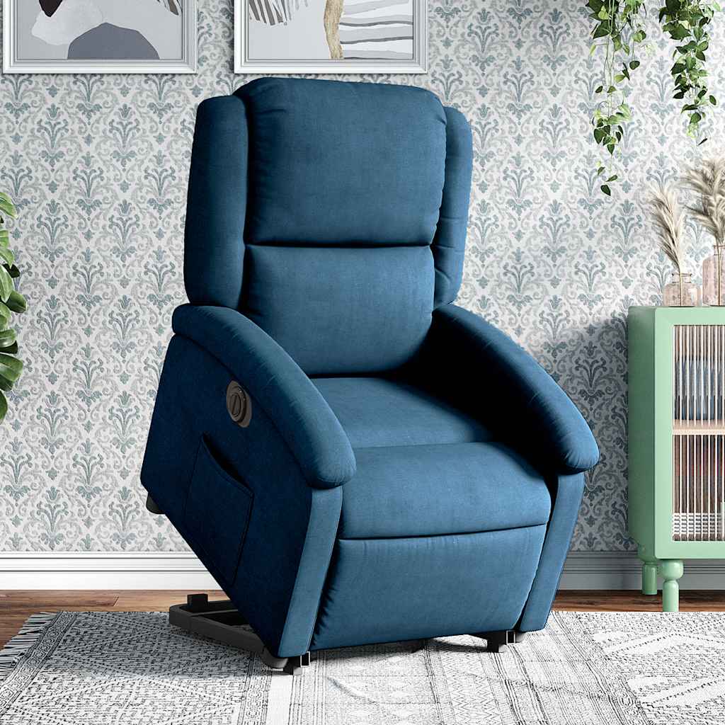 Fauteuil relax avec releveur électrique, velours bleu