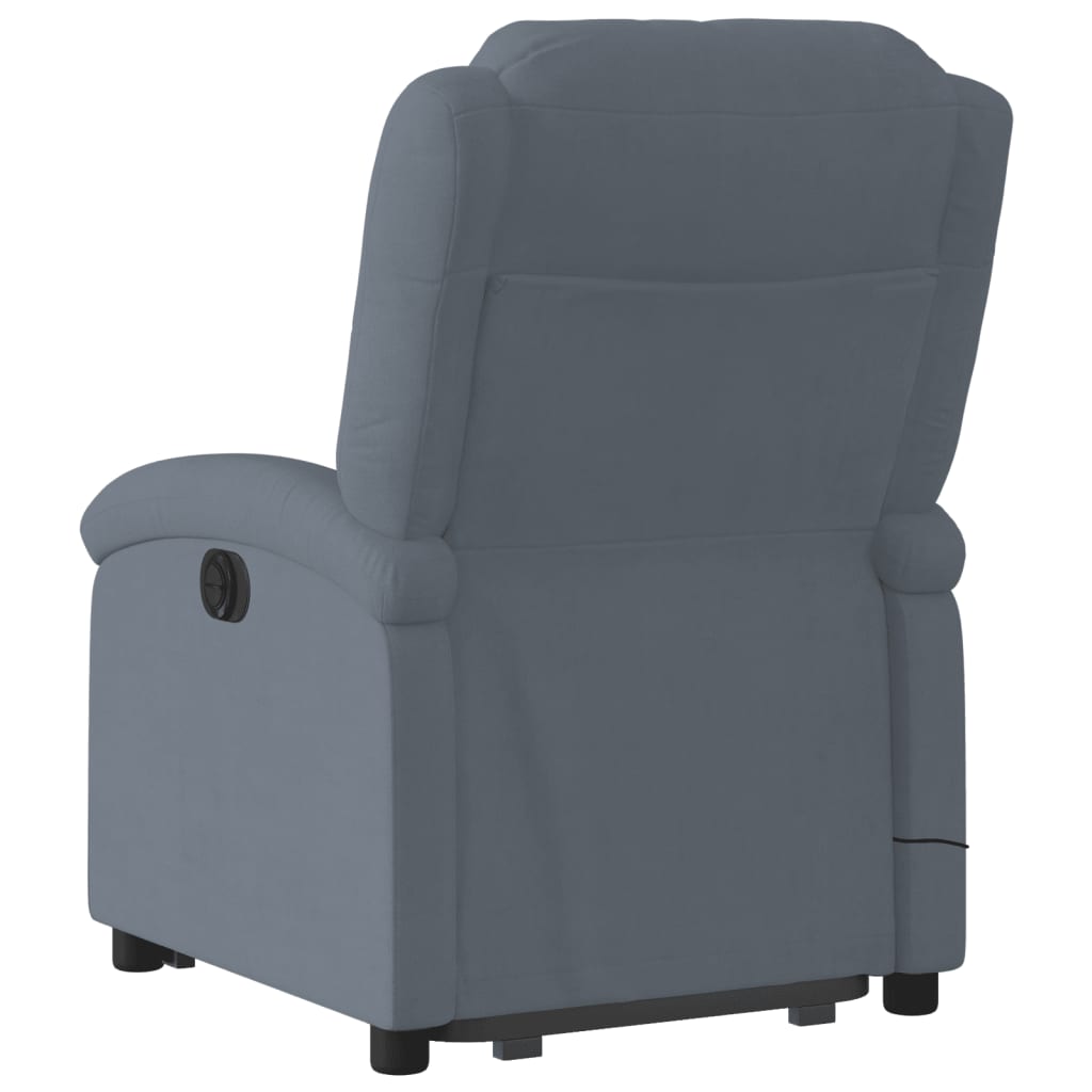 Fauteuil de massage avec aide électrique au verticalisation, velours gris foncé