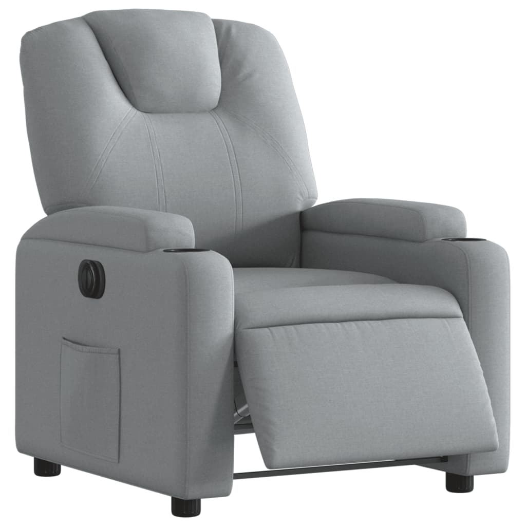 Fauteuil inclinable électrique en tissu gris clair