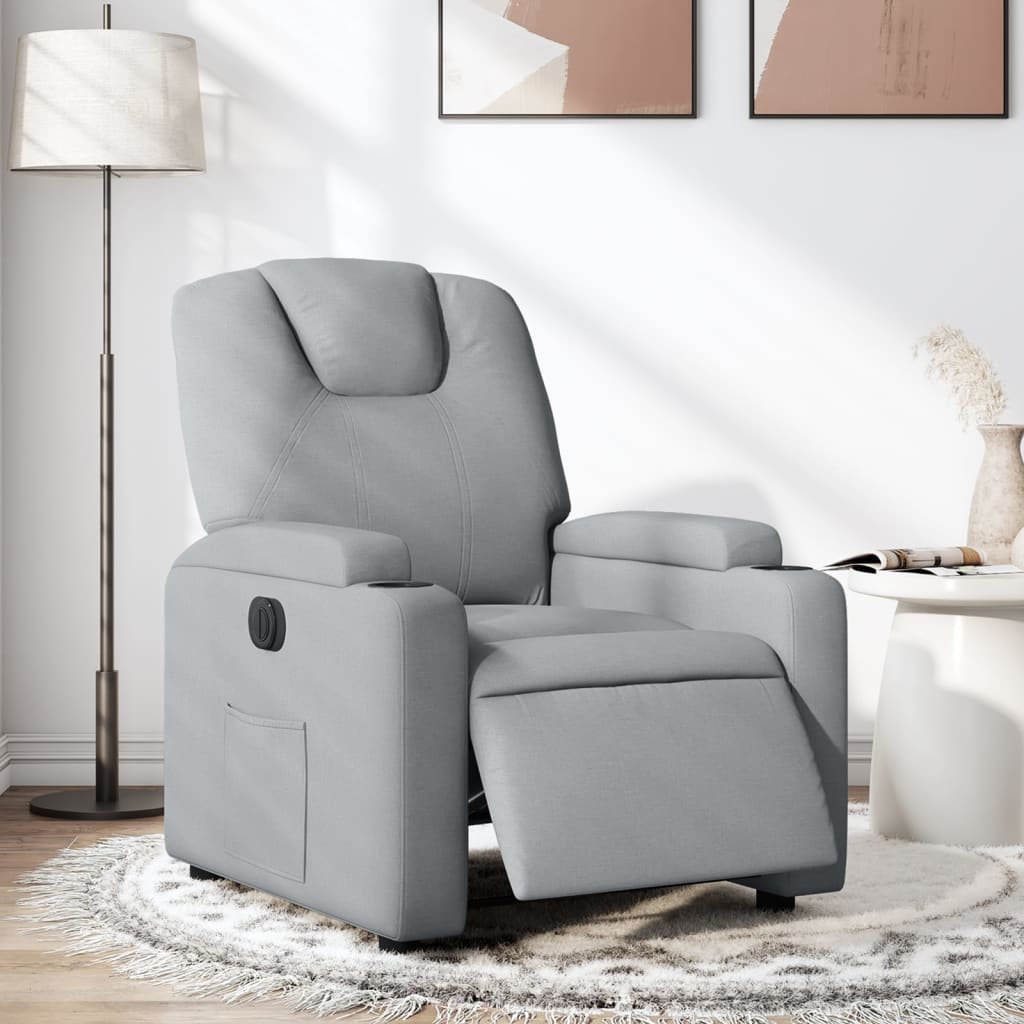 Fauteuil inclinable électrique en tissu gris clair