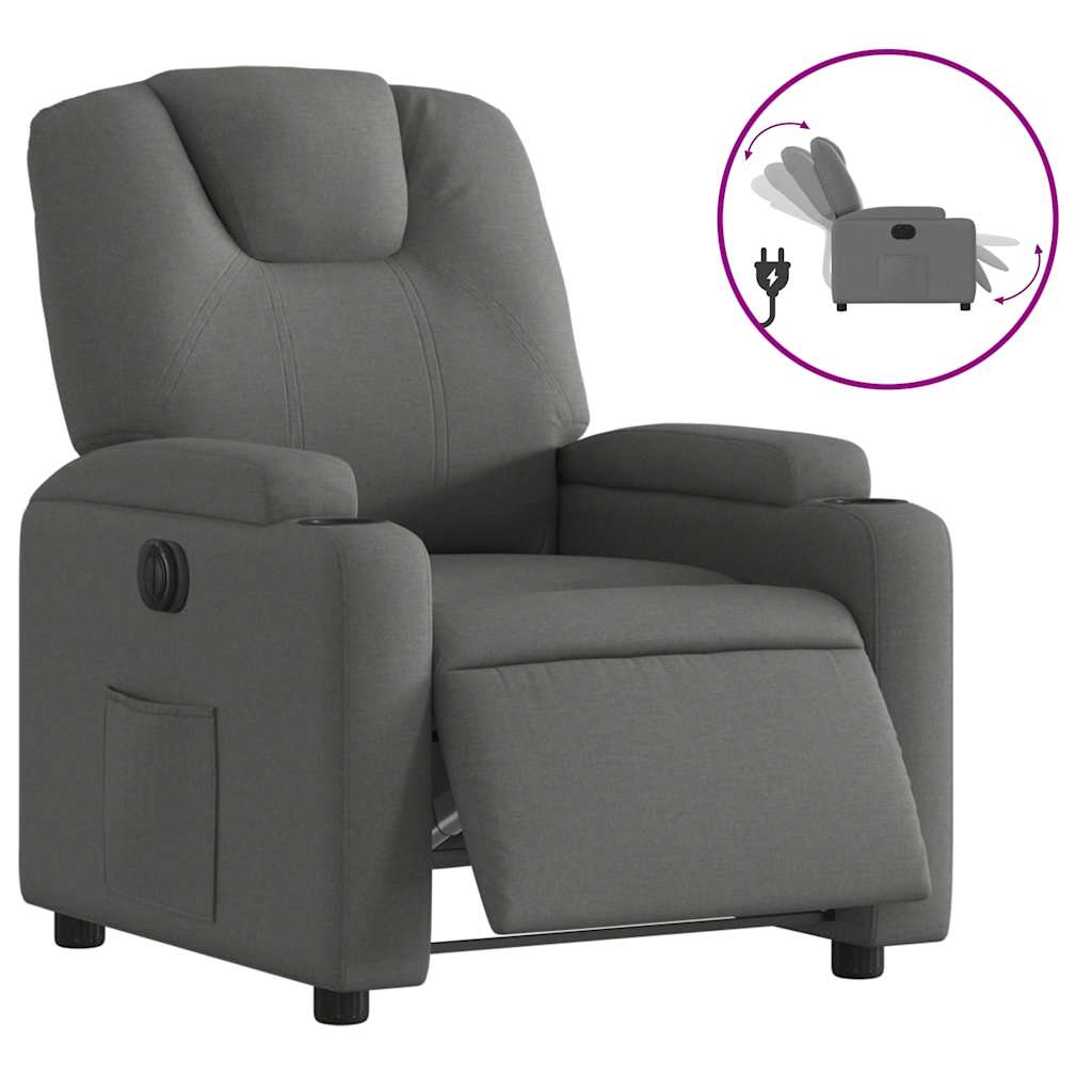 Fauteuil inclinable électrique en tissu gris foncé