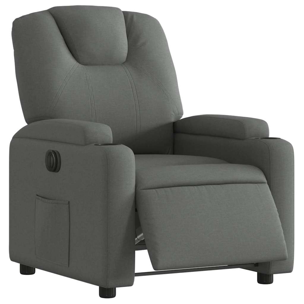 Fauteuil inclinable électrique en tissu gris foncé