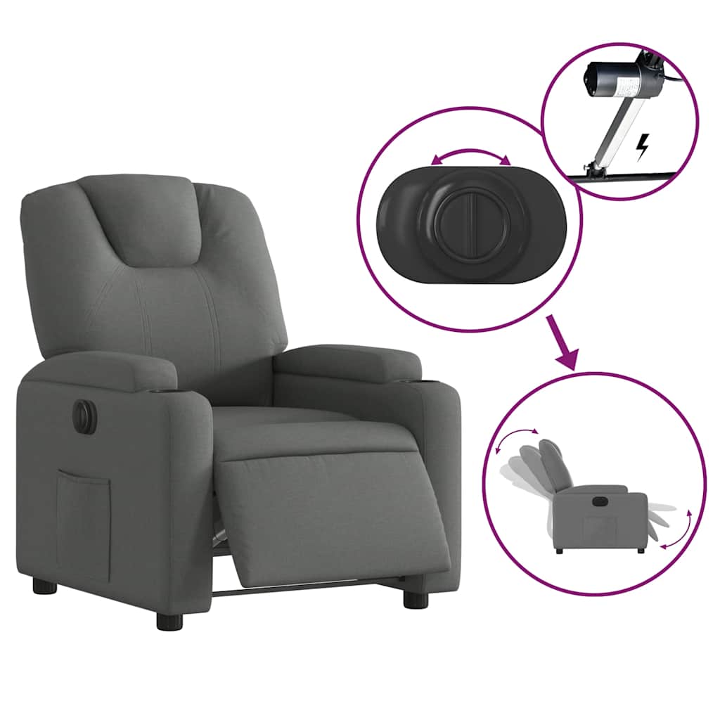 Fauteuil inclinable électrique en tissu gris foncé