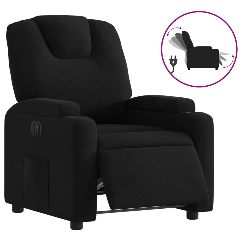Fauteuil inclinable électrique en tissu noir