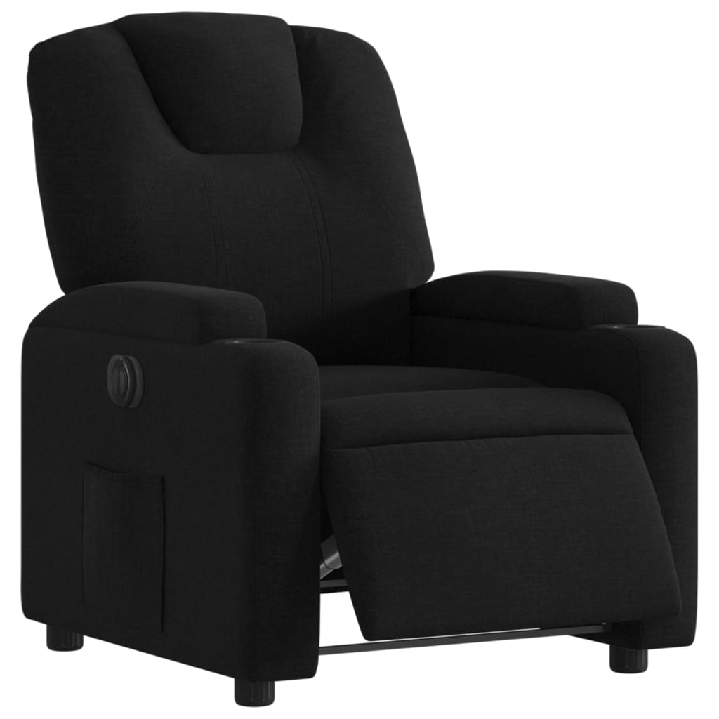 Fauteuil inclinable électrique en tissu noir