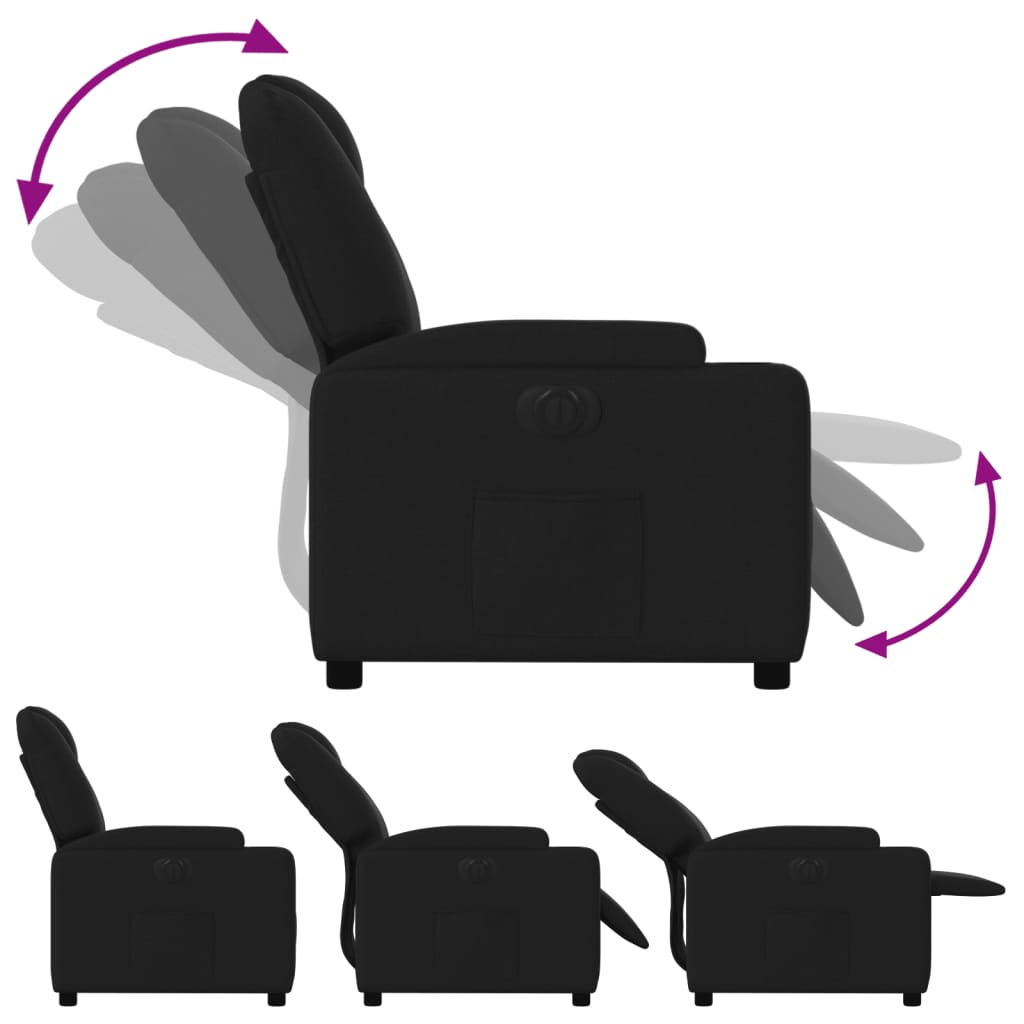 Fauteuil inclinable électrique en tissu noir