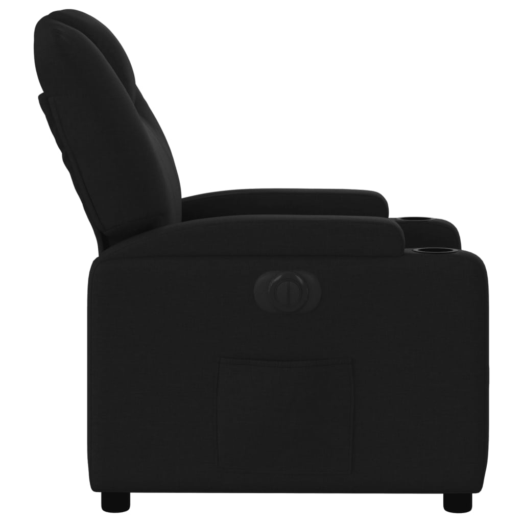 Fauteuil inclinable électrique en tissu noir