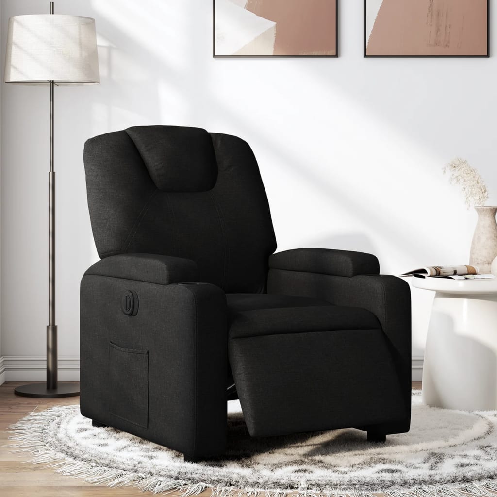 Fauteuil inclinable électrique en tissu noir