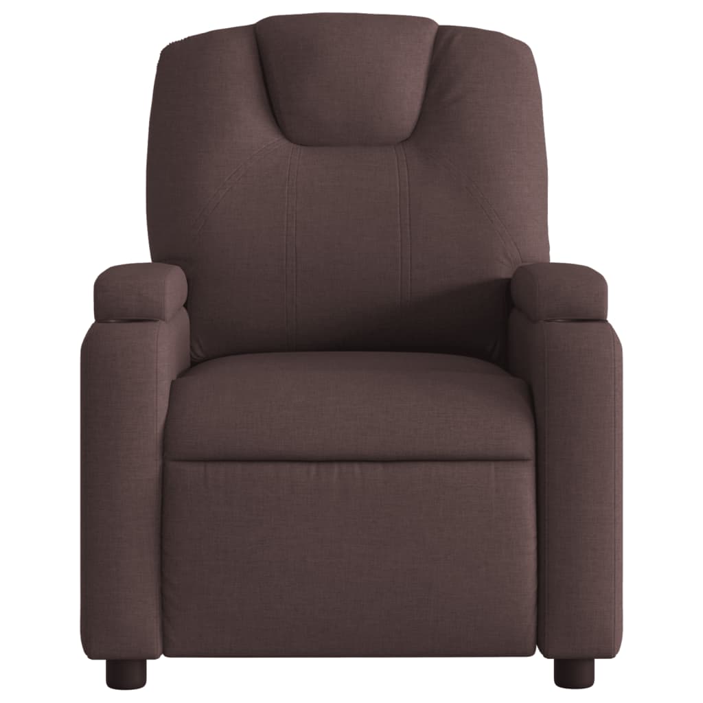 Fauteuil inclinable électrique en tissu marron foncé