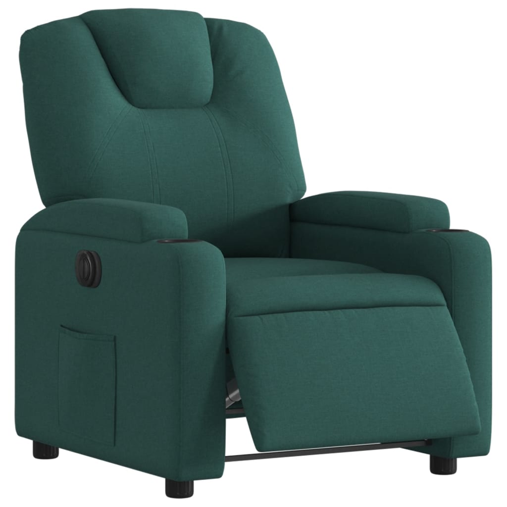 Fauteuil inclinable électrique en tissu vert foncé